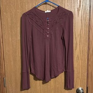 Maurices Purple Buttoned Polo Collar Blouse